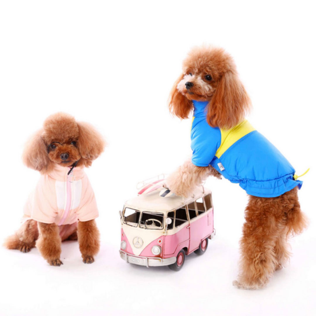 DogyPoo ペット服 中綿ジャンパー 『THE DOGY POO』 秋冬アウター 【ピンク】【ブルー】S M L XL | Moa-Glow  【モアグロウ】